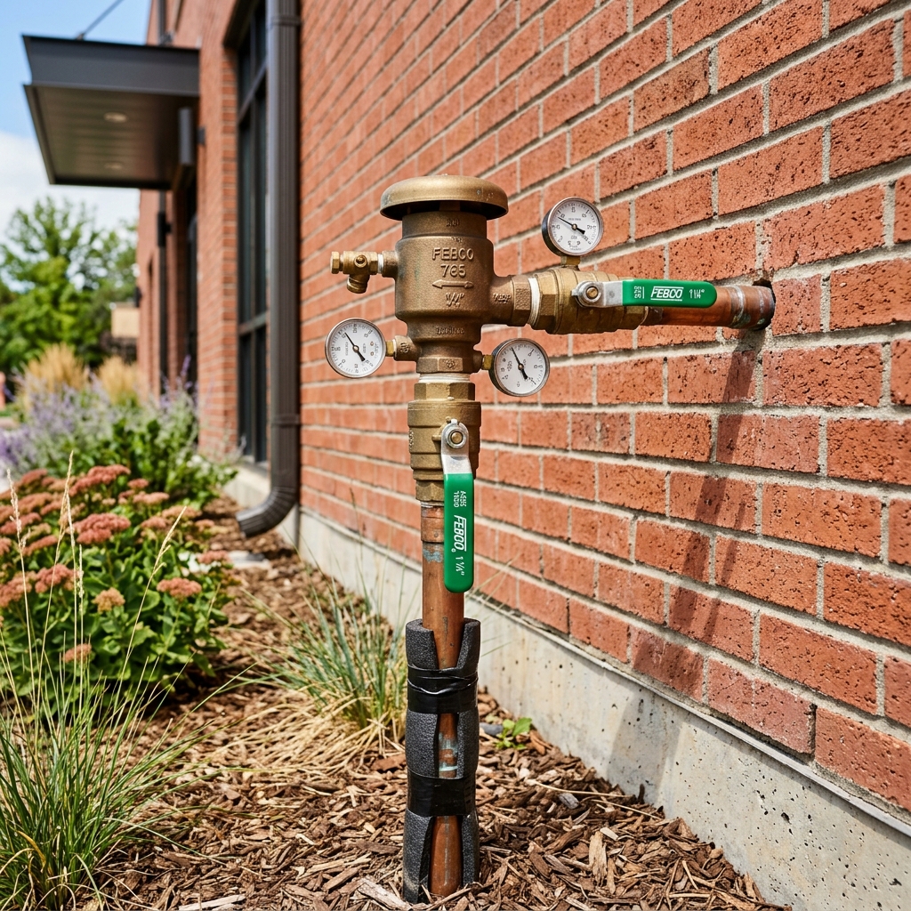 Commercial landscape irrigation system backflow preventer PVB